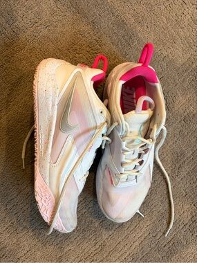 Nike Youth White and Hot Pink Volleyball shoes